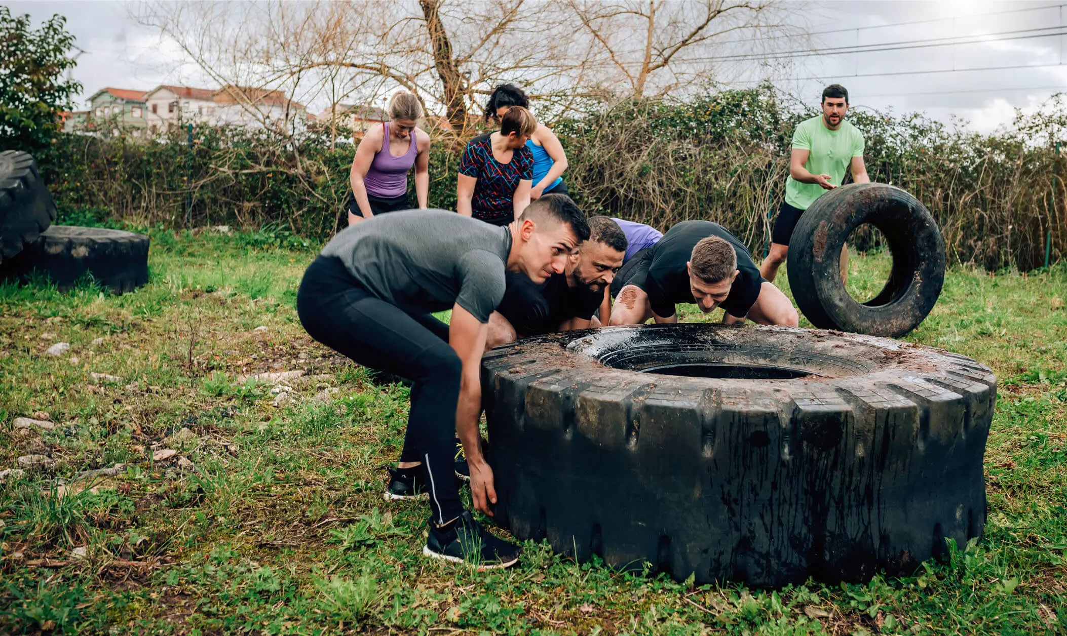 Person lifting a wheel