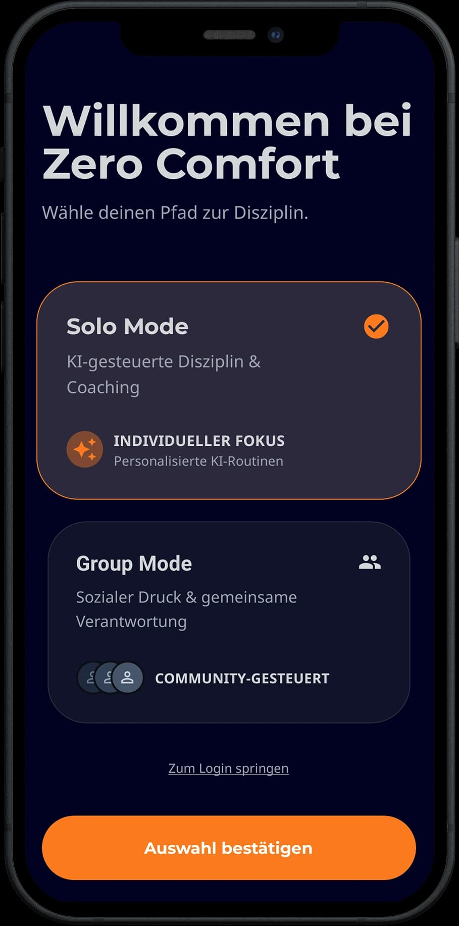 Zero Comfort challenge mockup